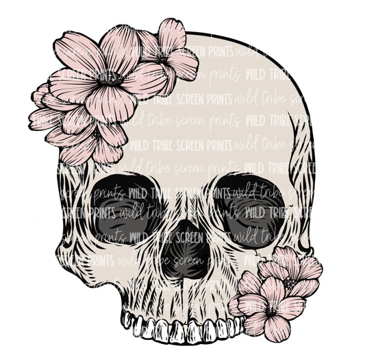 Skull and Flowers