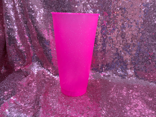 Wild pink plastic  cup (lid and straw included )