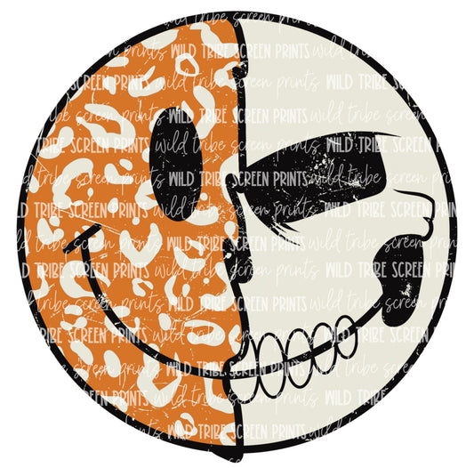 Skull and Cheetah Print Smiley