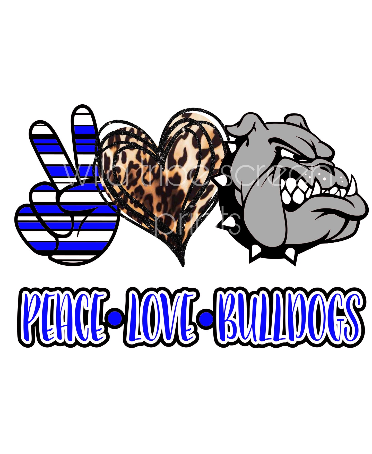 Peace love bulldogs royal blue